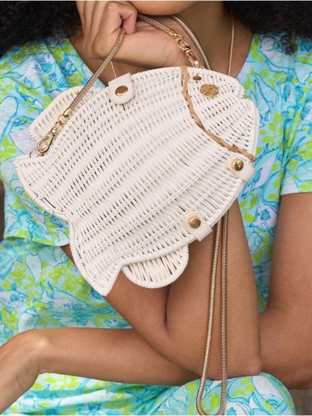🐠LAST ONE! Lilly Pulitzer Wicker Fish Crossbody Bag Fish shaped wicker crossbody